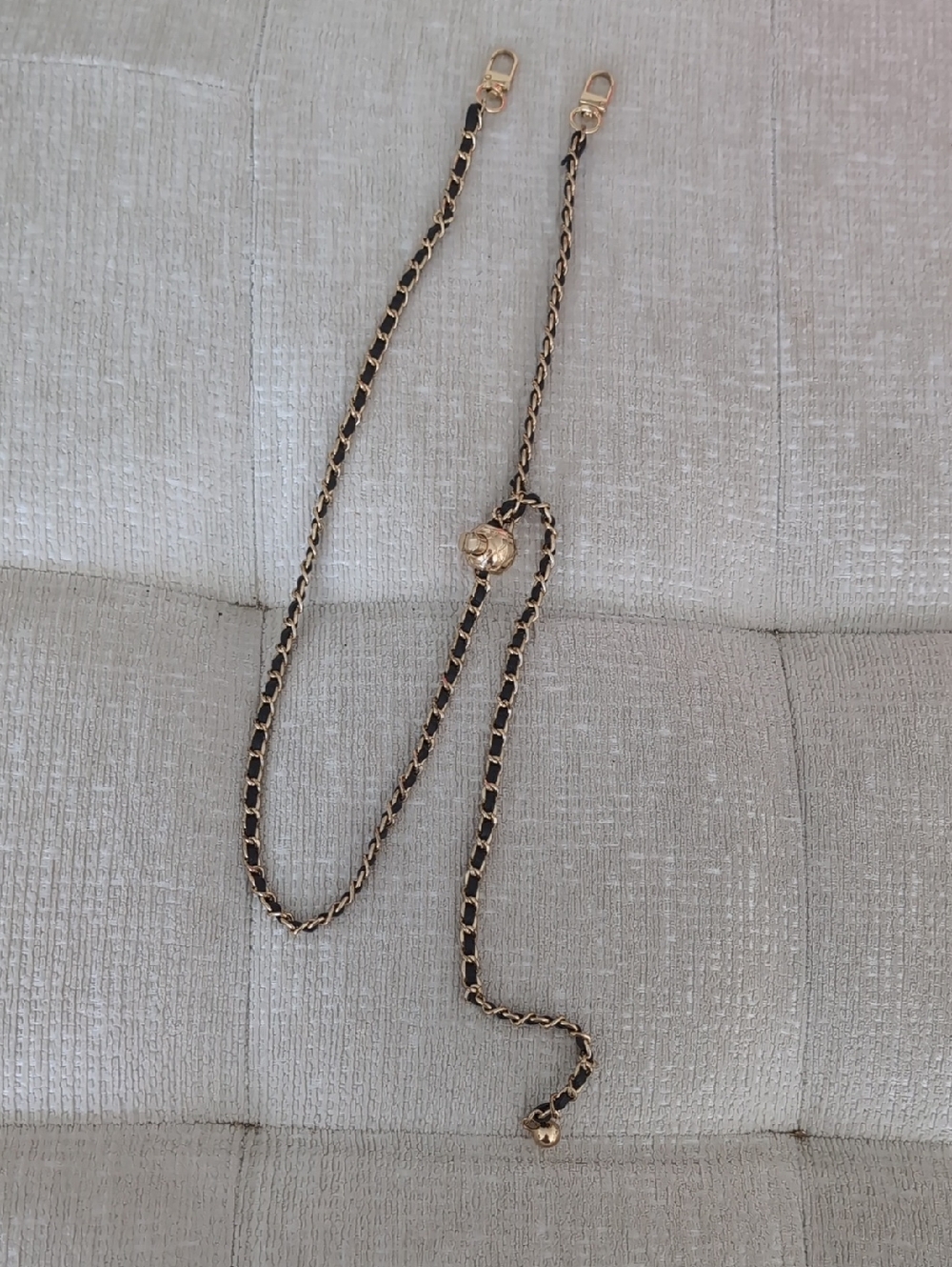 Gold and Black Chain Strap with Decorative Bead - For Phone Women Jewelry